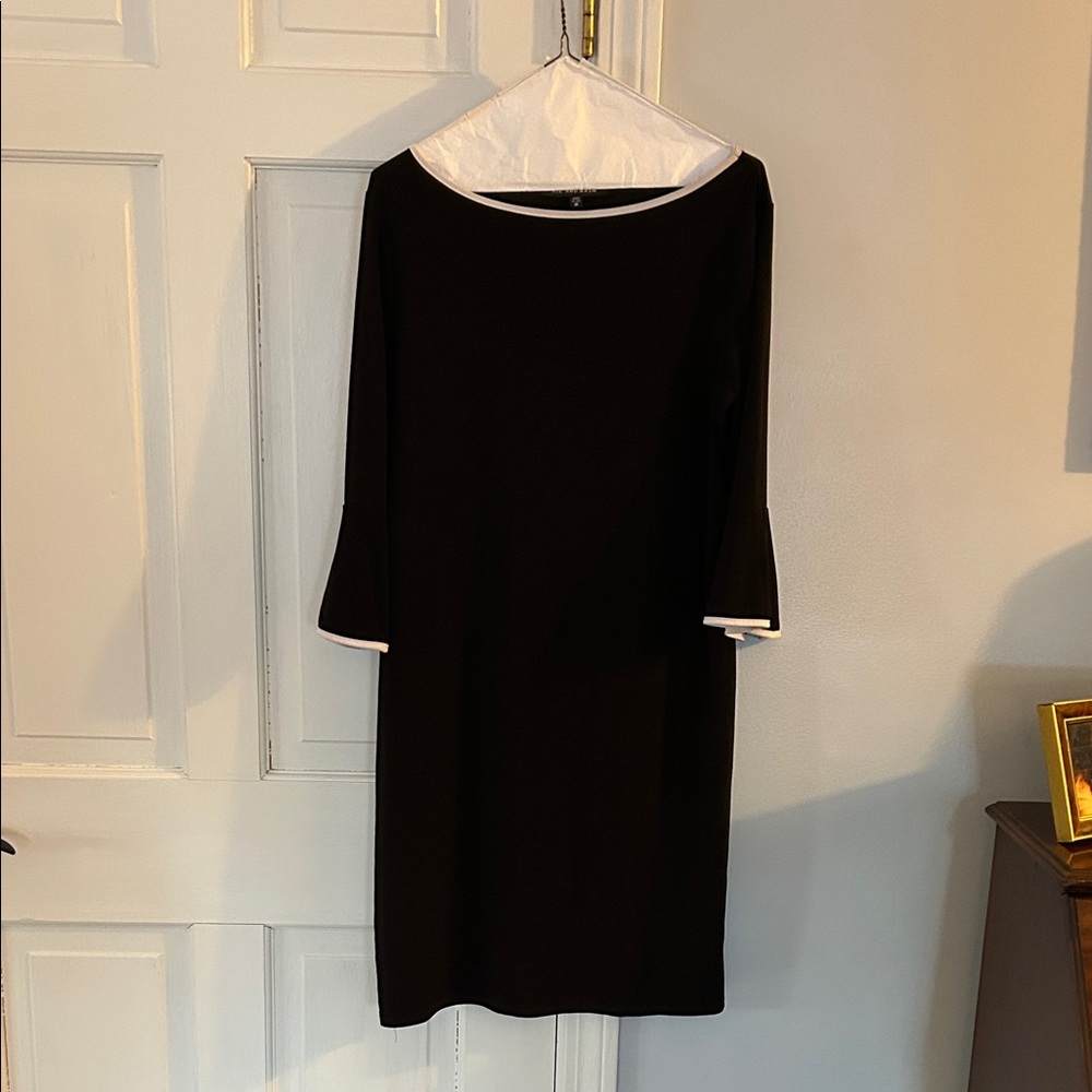 Sophisticated Black Dress with White Accents